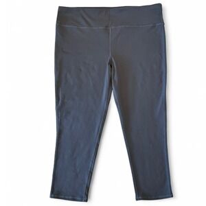 Oalka Women's Gray XXLarge Nylon Spandex Athletic Cropped Leggings/Joggers Pants